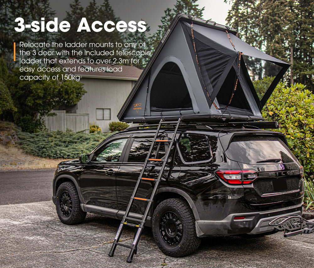 San Hima Hotham Lite Roof Top Tent Hardshell w/ Cross Bar Camping 4WD 4x4 Gray
