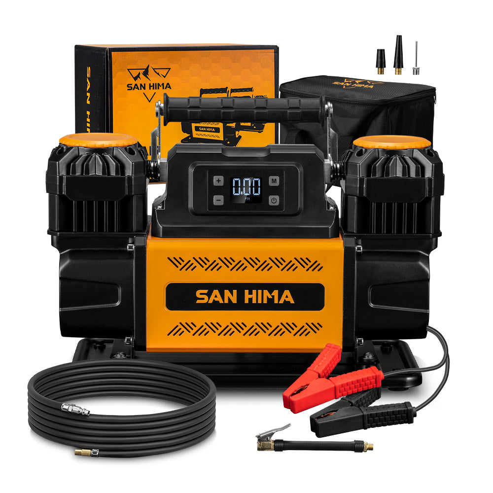 San Hima 12V Air Compressor Dual Cylinder 12.36CFM Portable Tire