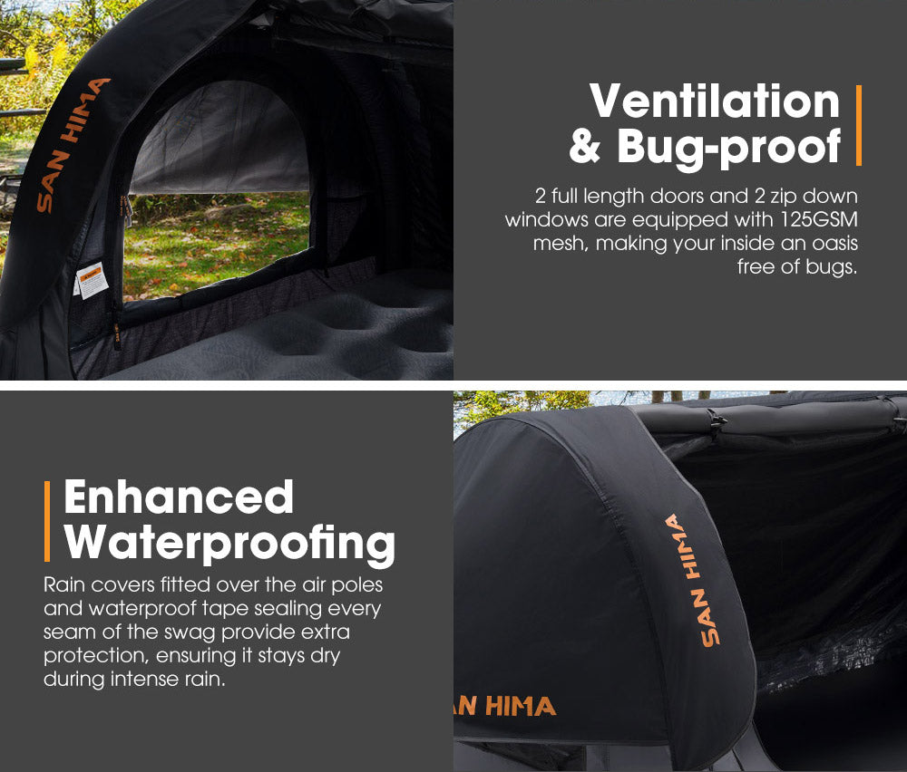 San Hima Double Air Swag Camping Swags Dome Tent Free Standing 8.66 in Air Mattress
