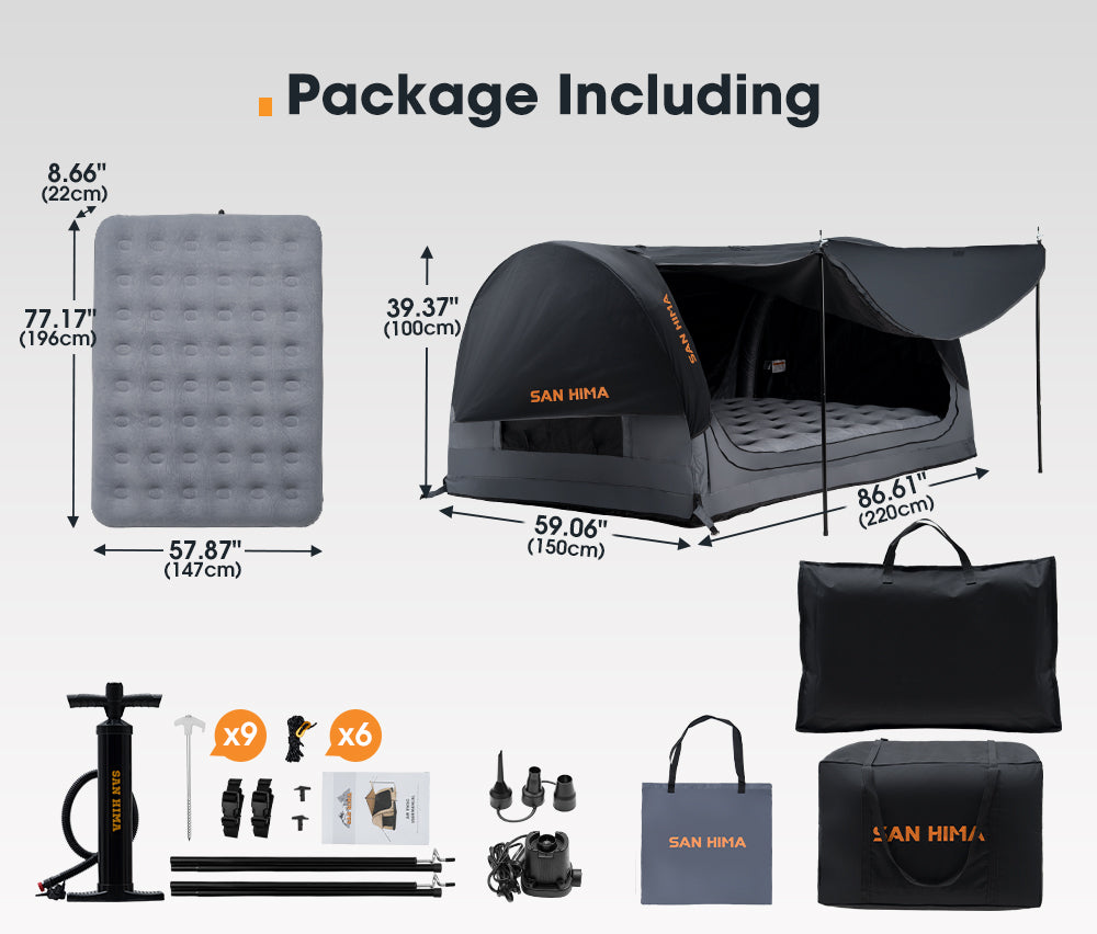 San Hima Double Air Swag Camping Swags Dome Tent Free Standing 8.66 in Air Mattress