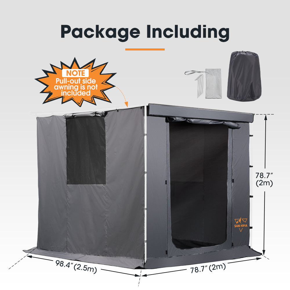 San Hima Awning Room w/ Floor 6.6ft x 8.2ft Camping Shade