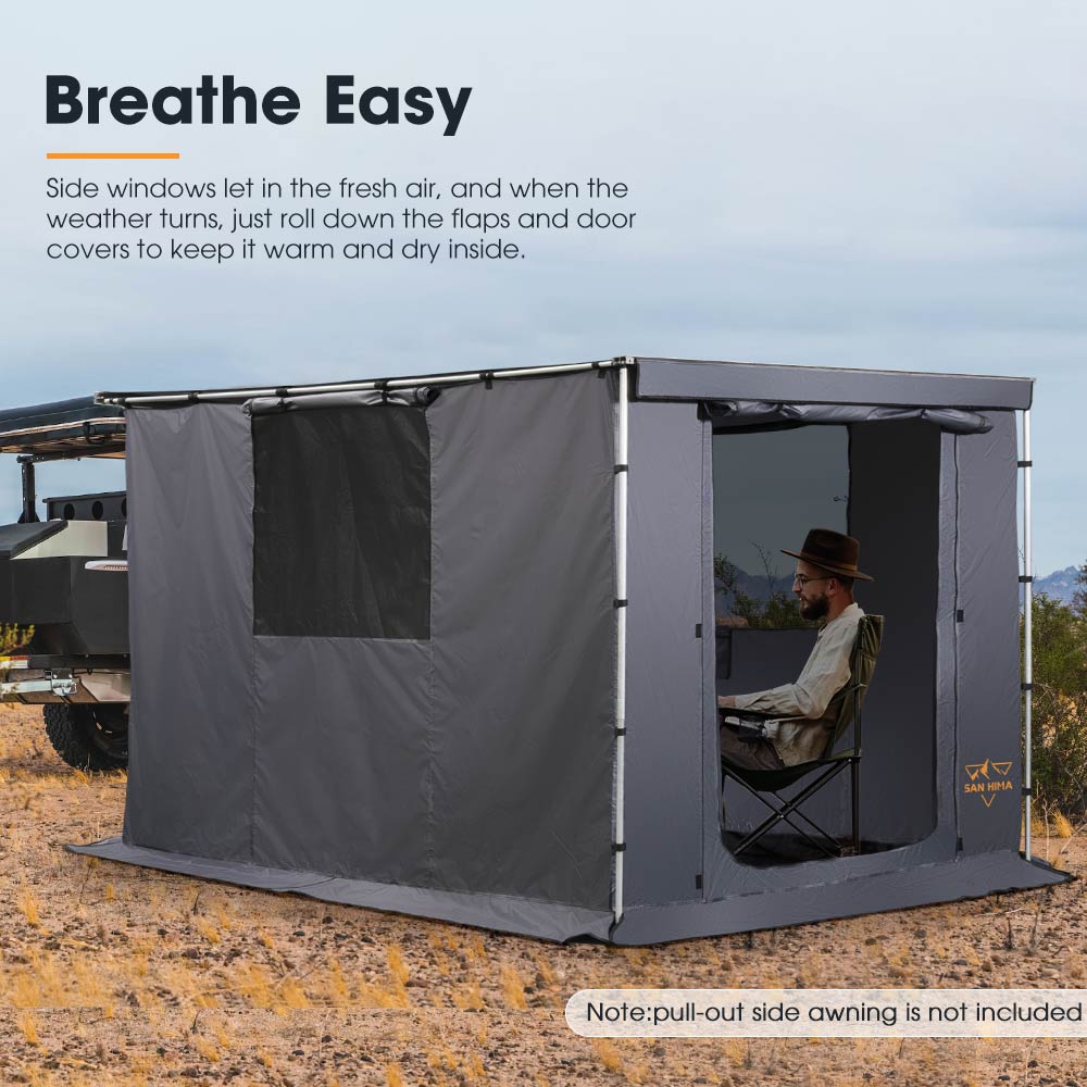 San Hima Awning Room w/ Floor 8.2ft x 10ft Camping Shade