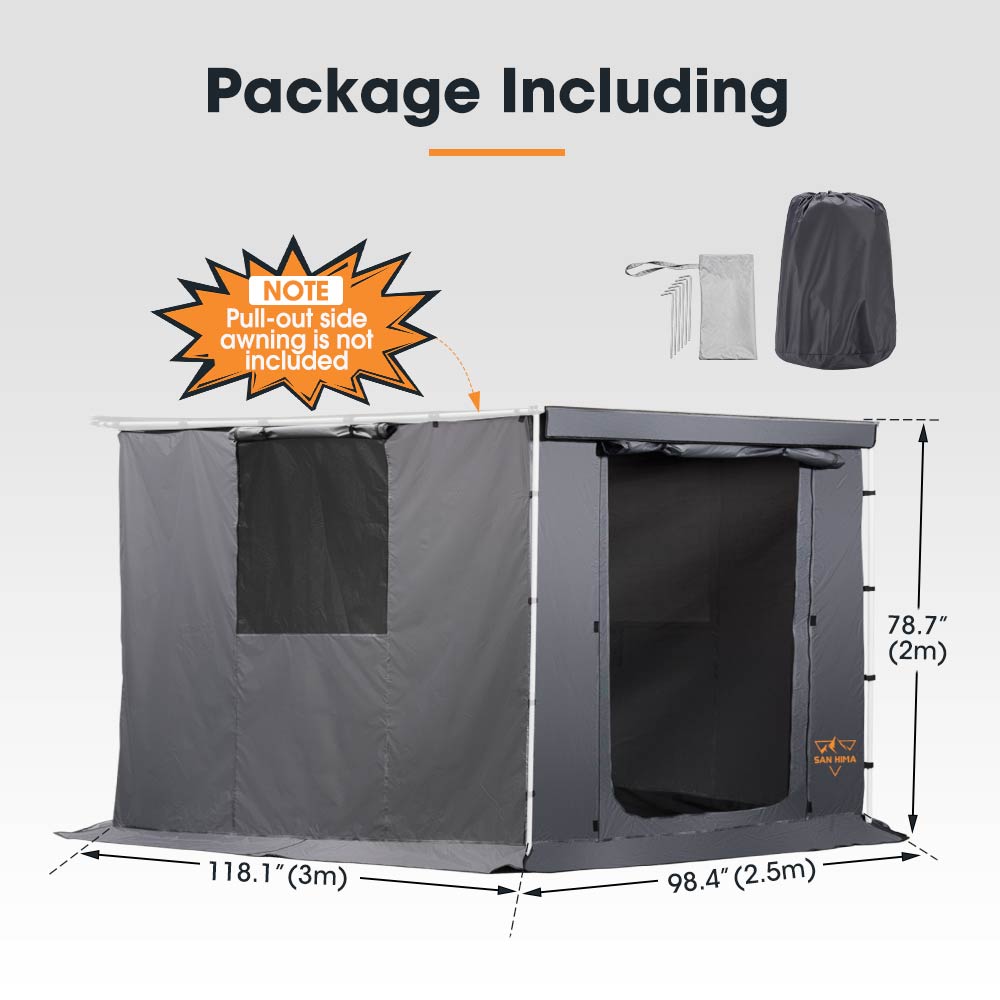 San Hima Awning Room w/ Floor 8.2ft x 10ft Camping Shade