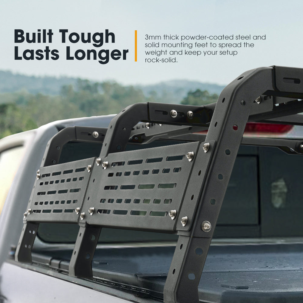 San Hima Adjustable Truck Bed Rack w/LED Lights for Full-Size Trucks