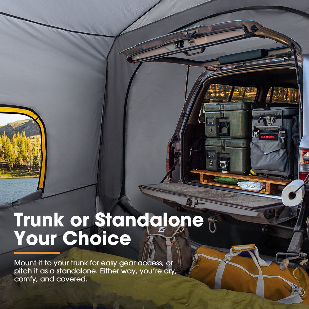 San Hima SUV Tent for Camping with Gull Wing Awning 8'Lx8'Wx7.6'H