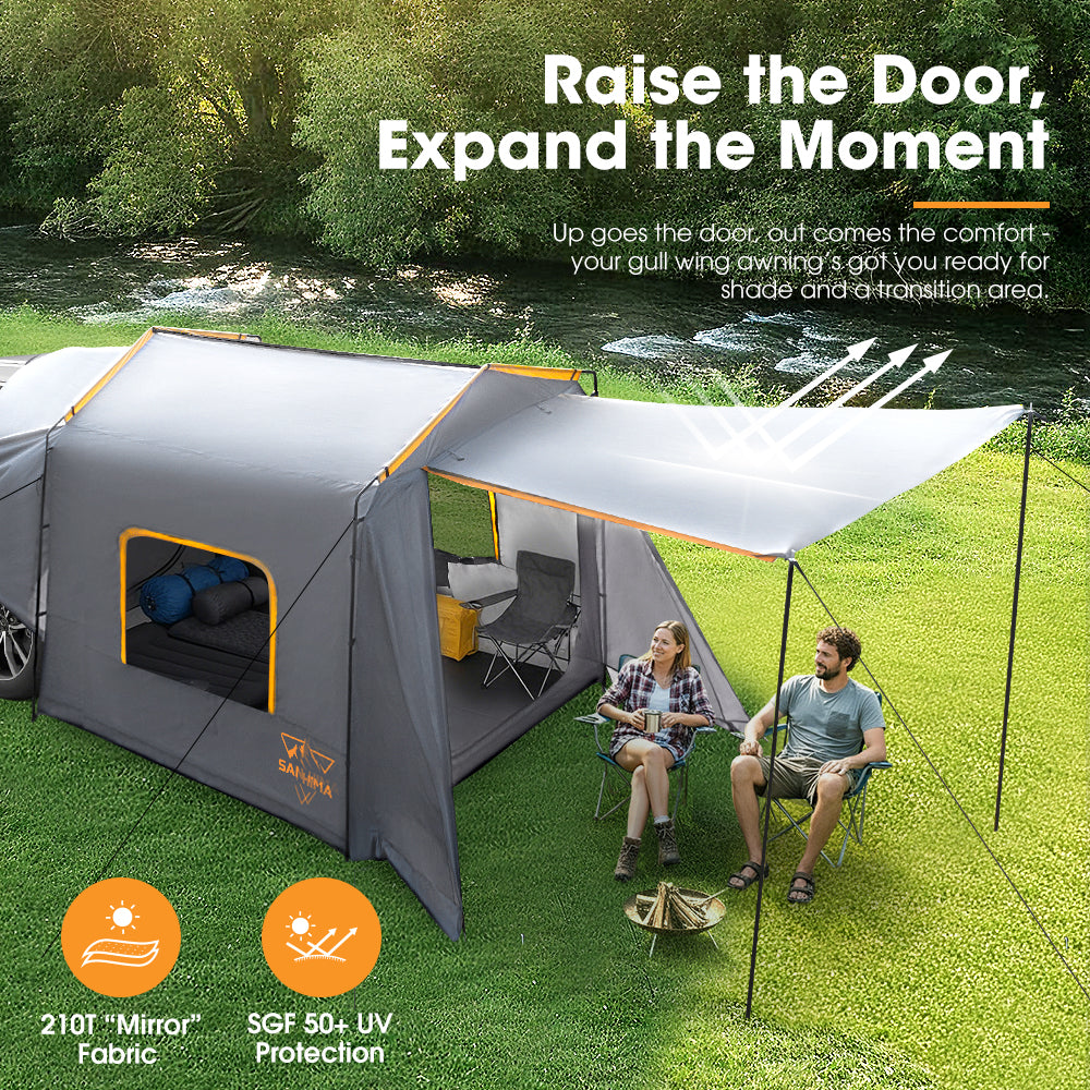 San Hima SUV Tent for Camping with Gull Wing Awning 8'Lx8'Wx7.6'H