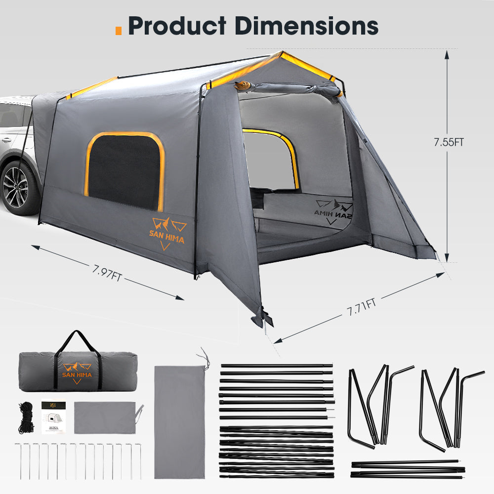 San Hima SUV Tent for Camping with Gull Wing Awning 8'Lx8'Wx7.6'H