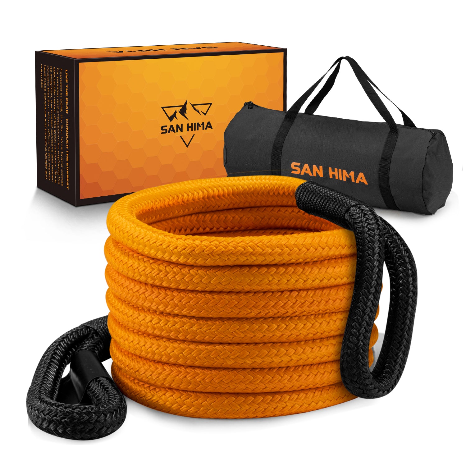 San Hima Kinetic Tow Rope 41000lbs 1"x30ft Recovery Snatch Strap Orange