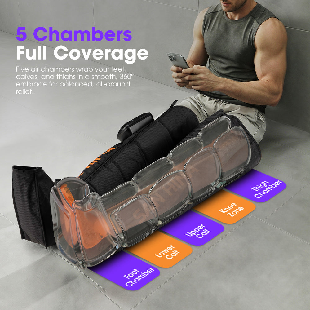 San Hima Air Compression Leg Massager with Heat Cordless Recovery
