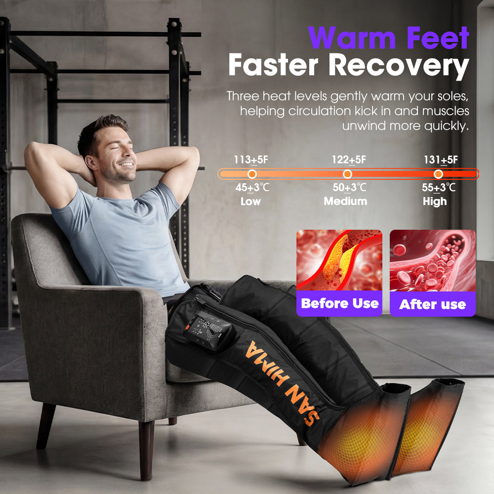 San Hima Air Compression Leg Massager with Heat Cordless Recovery