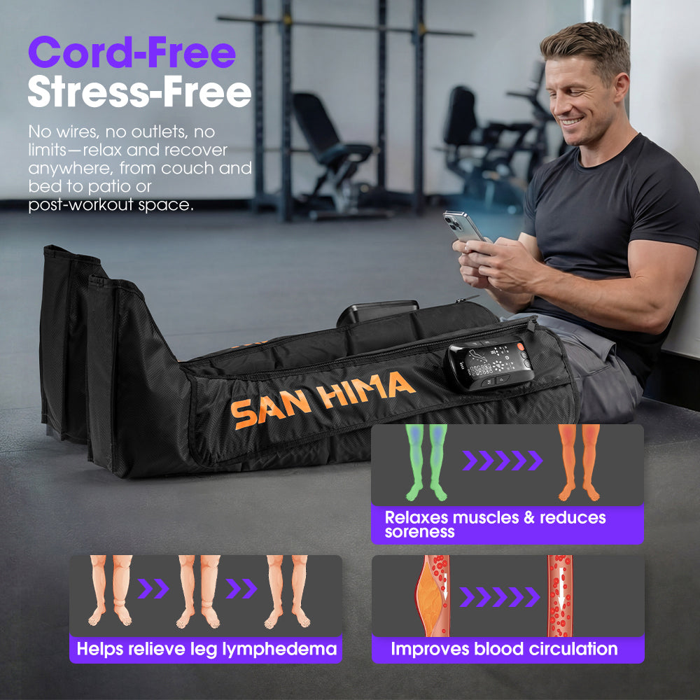 San Hima Air Compression Leg Massager with Heat Cordless Recovery