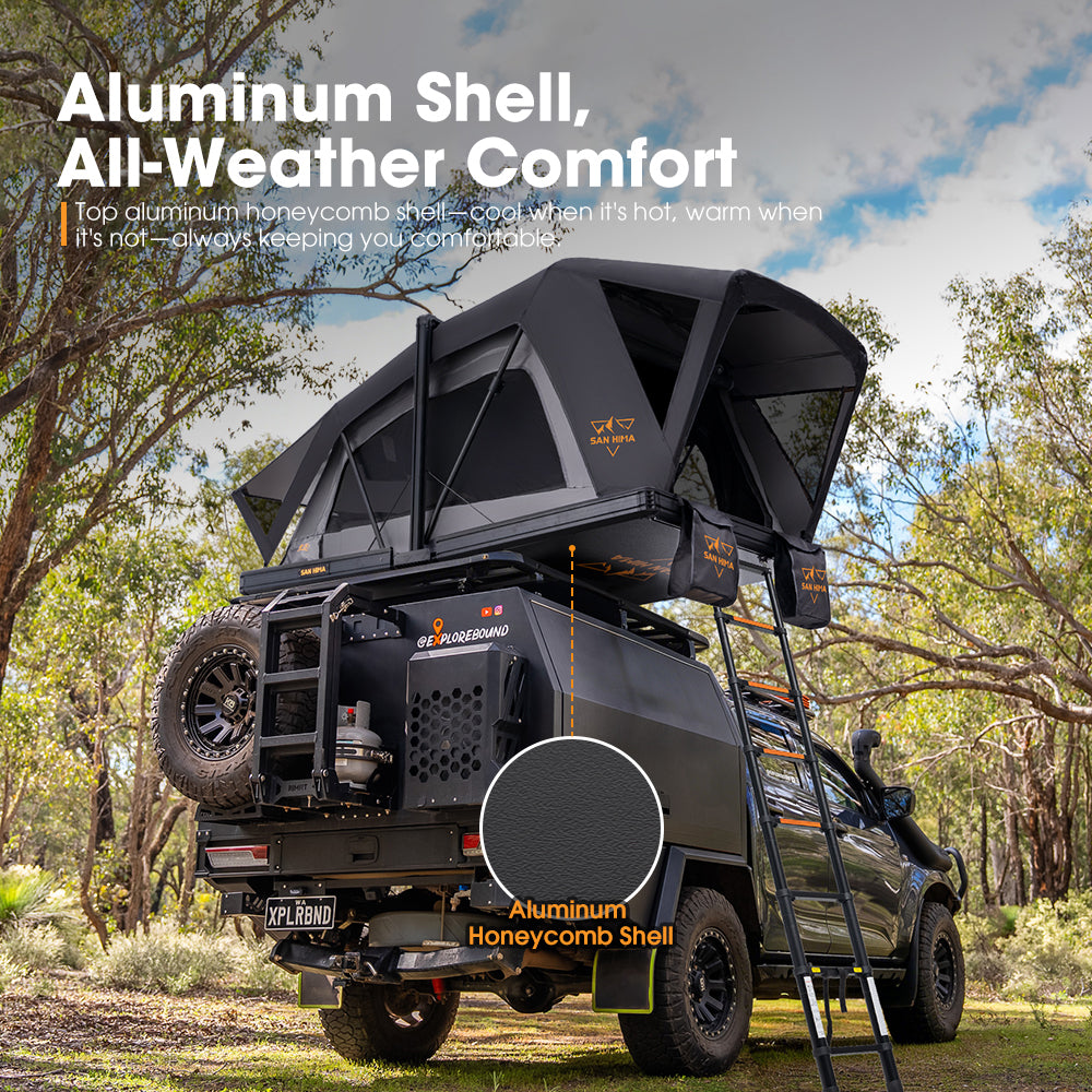 San Hima CapeTop Rooftop Tent Hardshell Fold-Out w/ Ladder Camping
