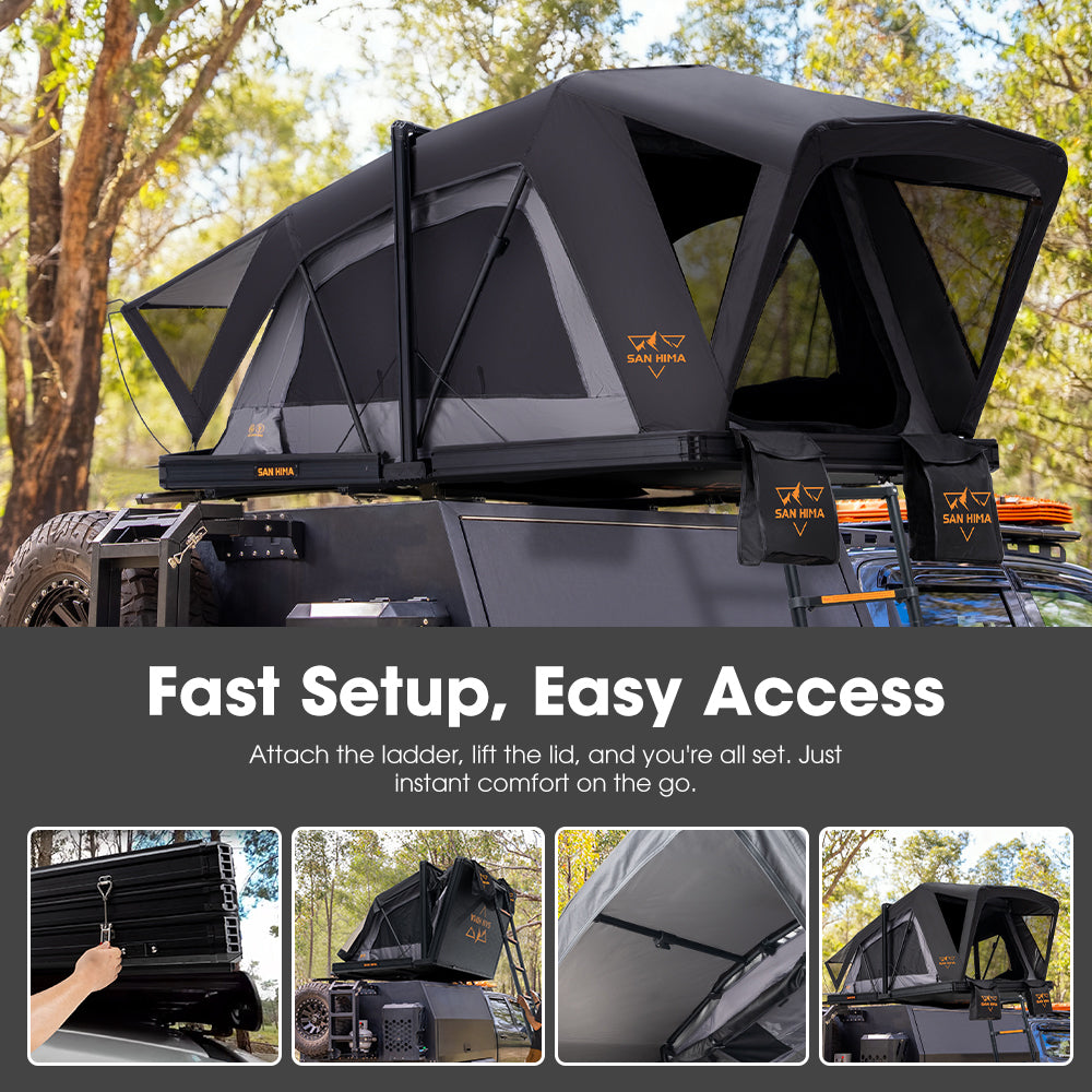 San Hima CapeTop Rooftop Tent Hardshell Fold-Out w/ Ladder Camping