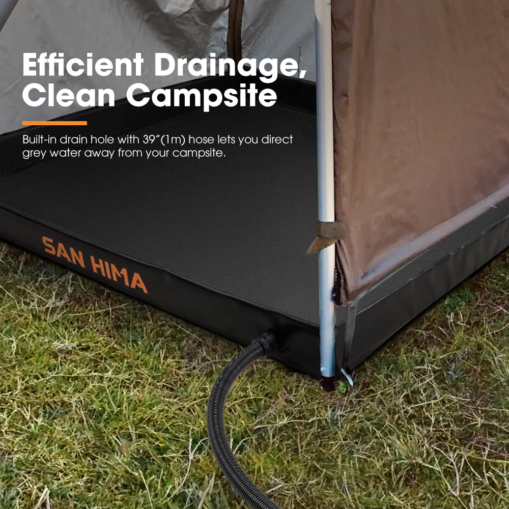 San Hima Portable Shower Pan 41"x41" with Drainage Hole Storage Bag