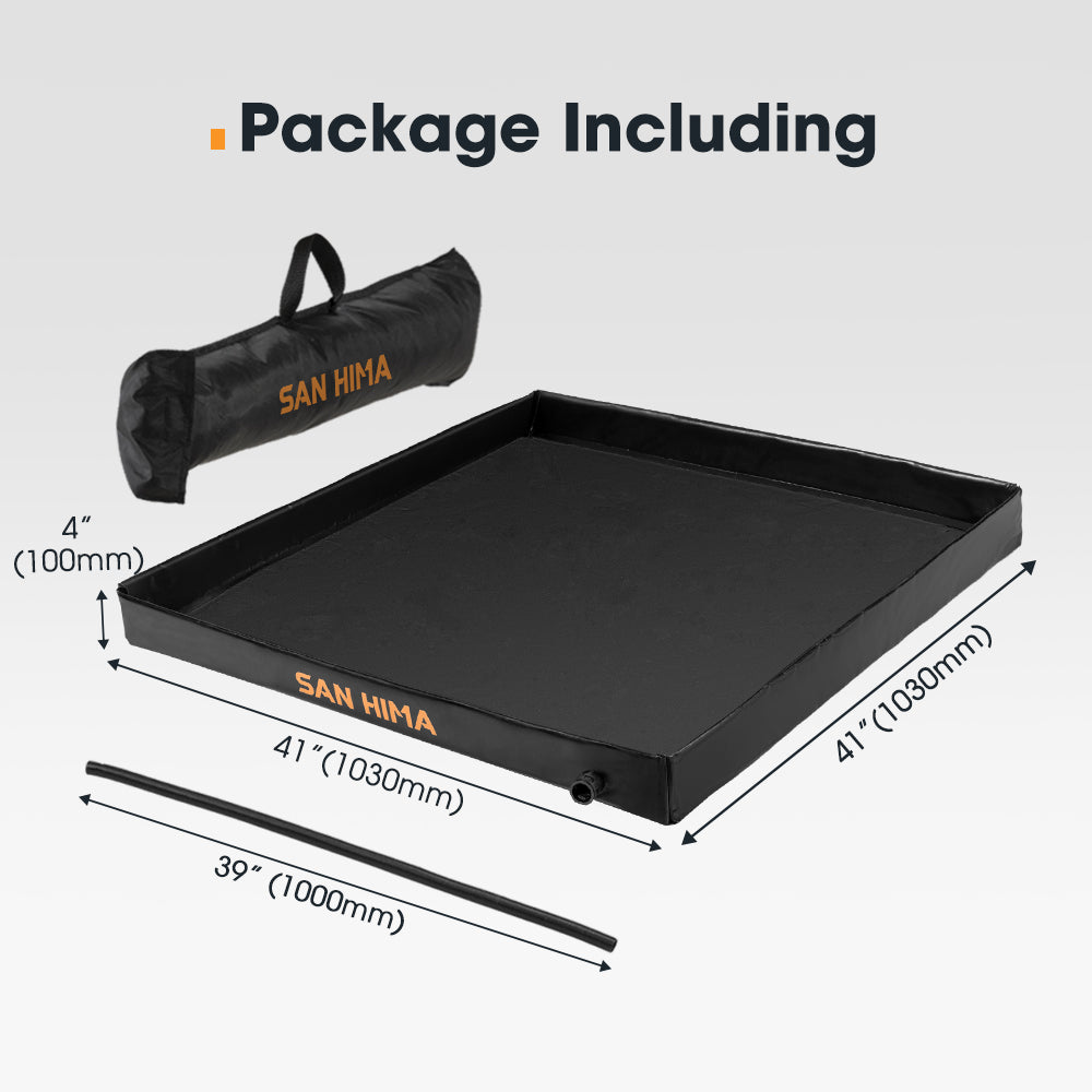 San Hima Portable Shower Pan 41"x41" with Drainage Hole Storage Bag