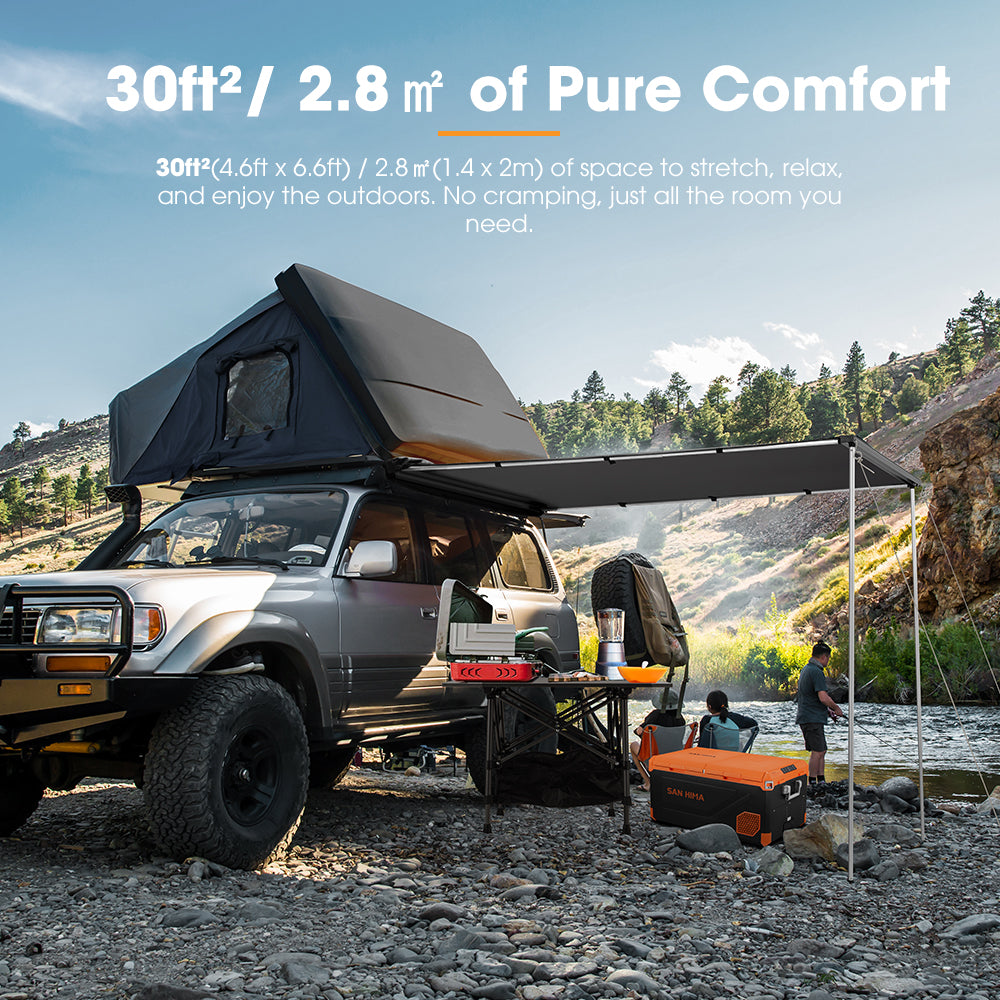 San Hima Pull-Out Side Awning 4.6ft x 6.6ft Telescoping Poles 30ft²