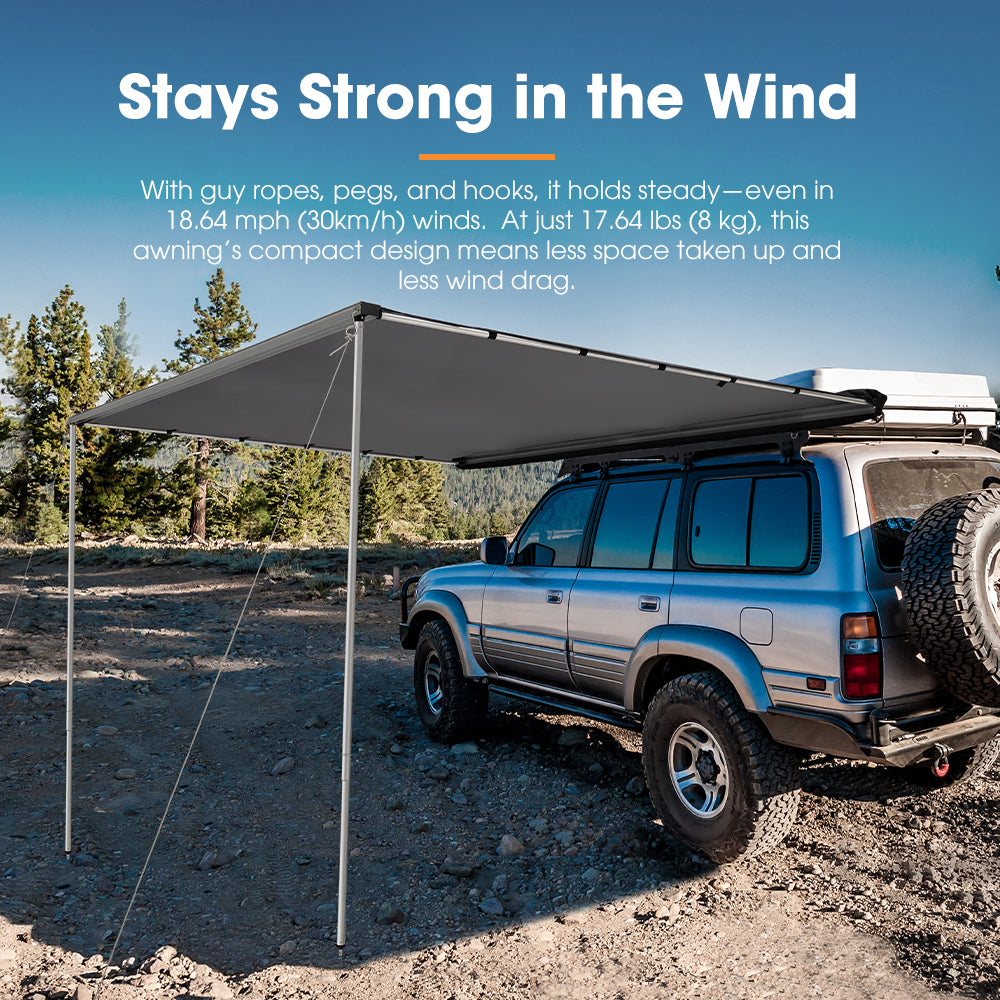 San Hima Pull-Out Side Awning 8.2ft x 10ft Telescoping Poles 82ft² Car Shade
