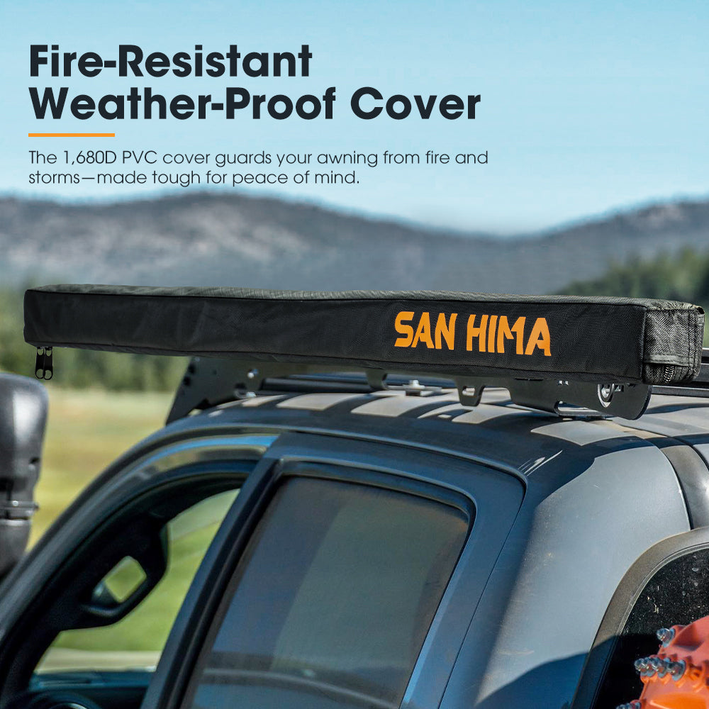 San Hima Pull-Out Side Awning 8.2ft x 10ft Telescoping Poles 82ft² Car Shade