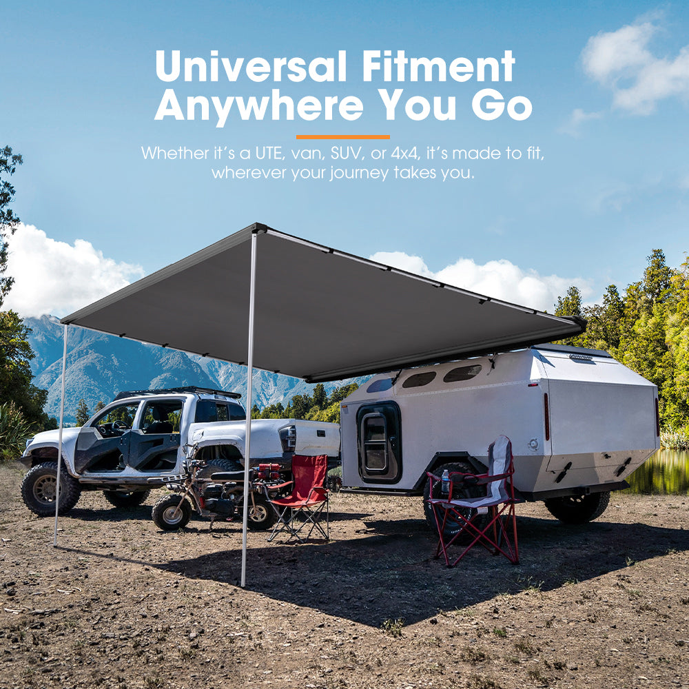 San Hima Pull-Out Side Awning 8.2ft x 10ft Telescoping Poles 82ft² Car Shade