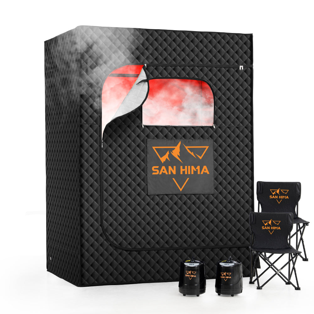San Hima Portable Steam Sauna for Home with Steamer 2 Person Sauna Box