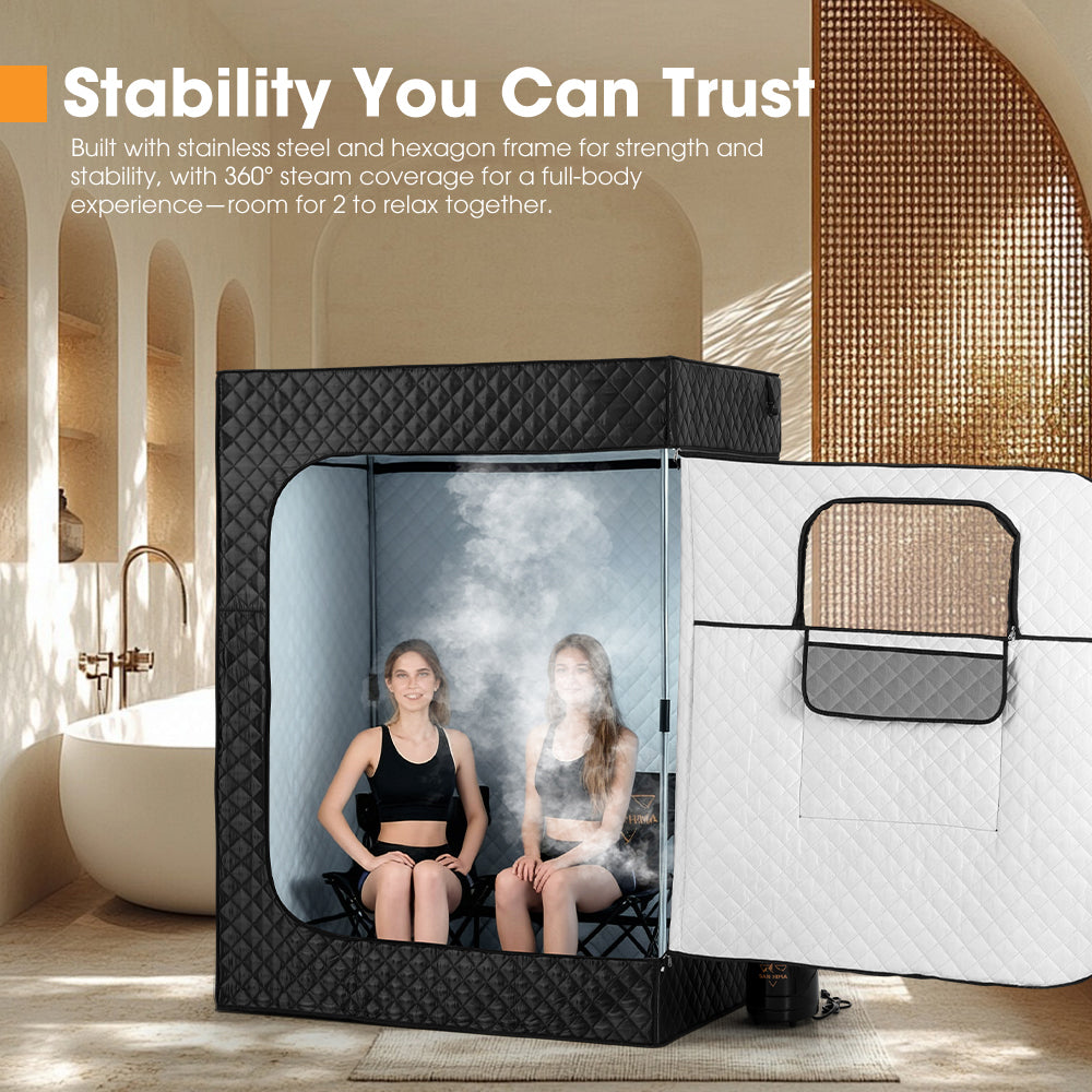 San Hima Portable Steam Sauna for Home with Steamer 2 Person Sauna Box