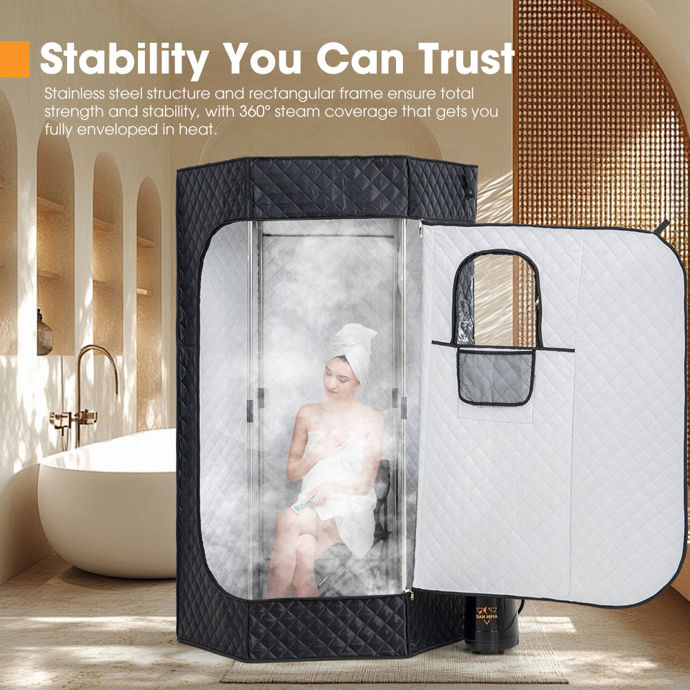 San Hima Portable Steam Sauna for Home with Steamer Personal Sauna Box