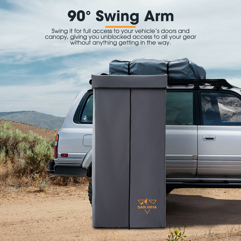 San Hima Awning Shower Tent with Roof Fold-Out 90° Swing Arm