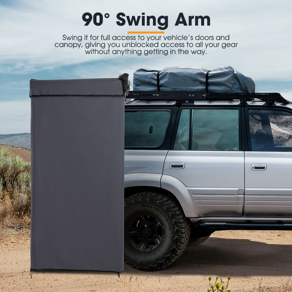 San Hima Awning Shower Tent with Roof Fold-Out 90° Swing Arm