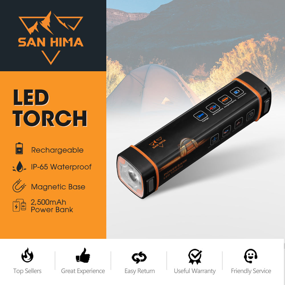 San Hima LED Torch Light 2500mAh Power Bank Rechargeable Flashlight Portable