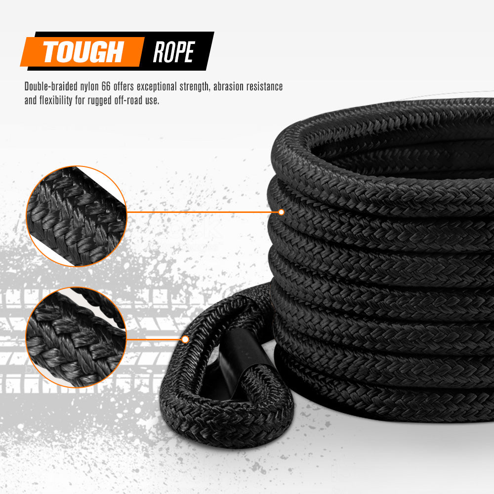 San Hima Kinetic Tow Rope 41000lbs 1"x30ft Recovery Snatch Strap Black