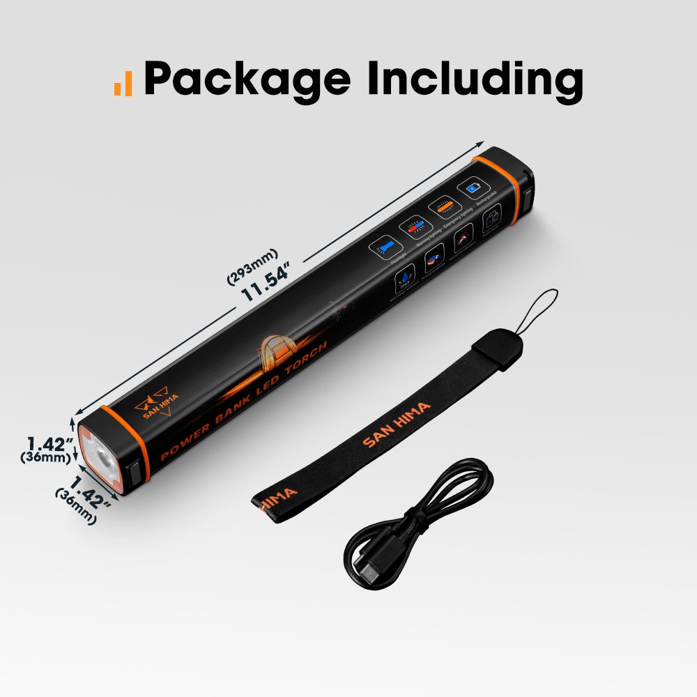 San Hima LED Torch Light 6000mAh Power Bank Rechargeable Flashlight Portable