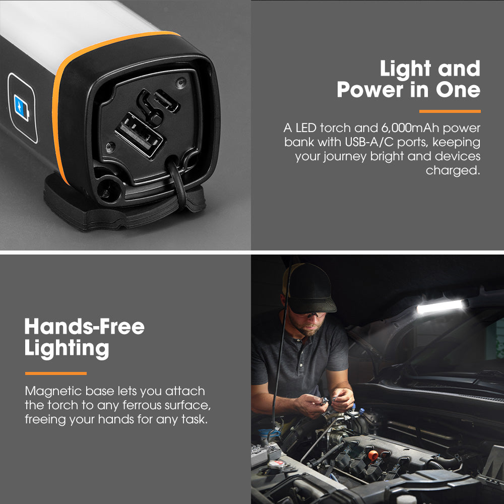 San Hima LED Torch Light 6000mAh Power Bank Rechargeable Flashlight Portable