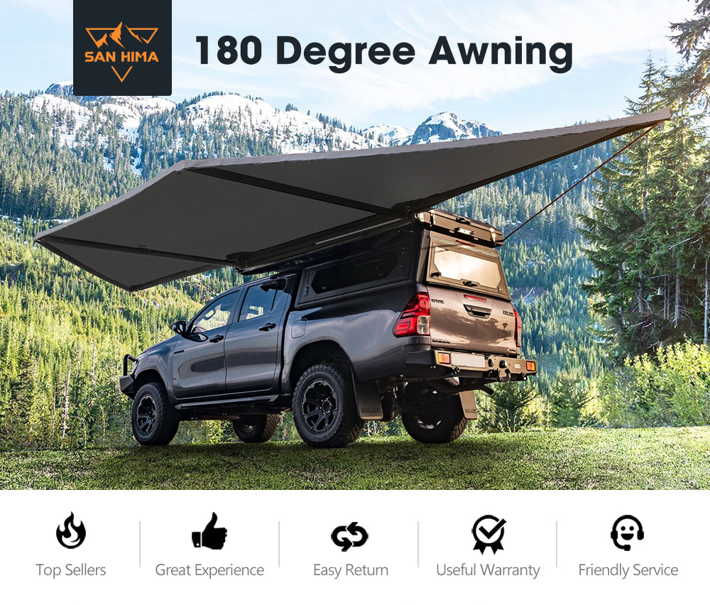 San Hima 180 Degree Free-Standing Awning 600D Double-Ripstop Oxford UPF50+ 4WD