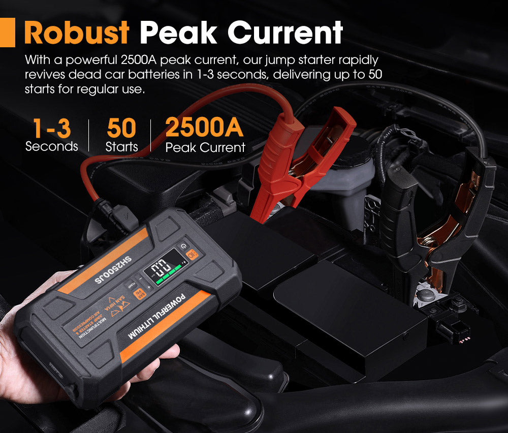 San Hima Jump Starter With Air Compressor 2500A Portable 12V Power