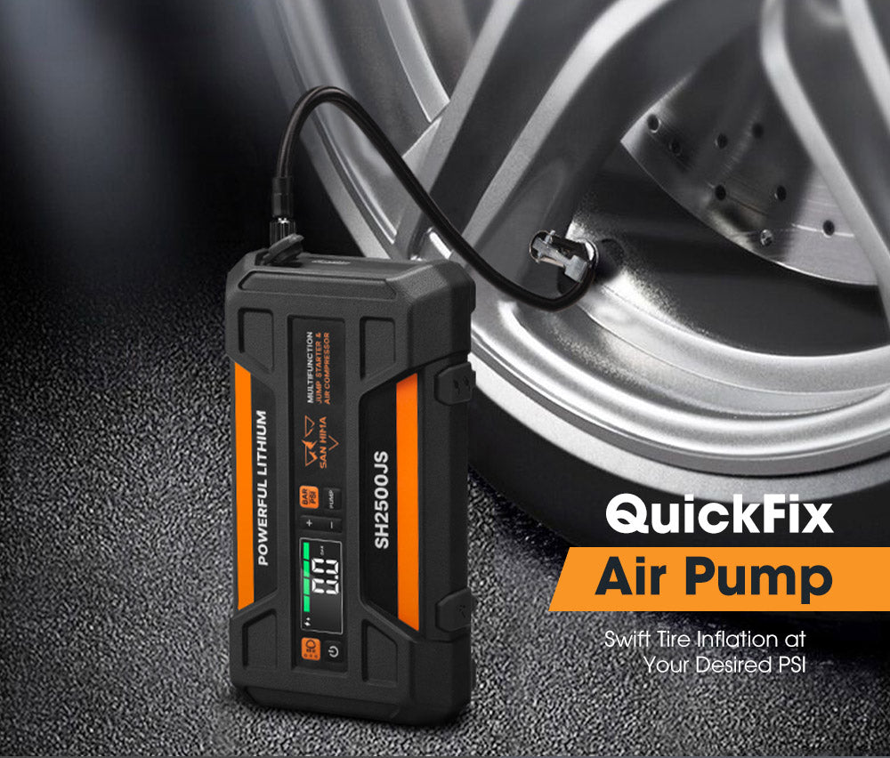San Hima Jump Starter With Air Compressor 2500A Portable 12V Power