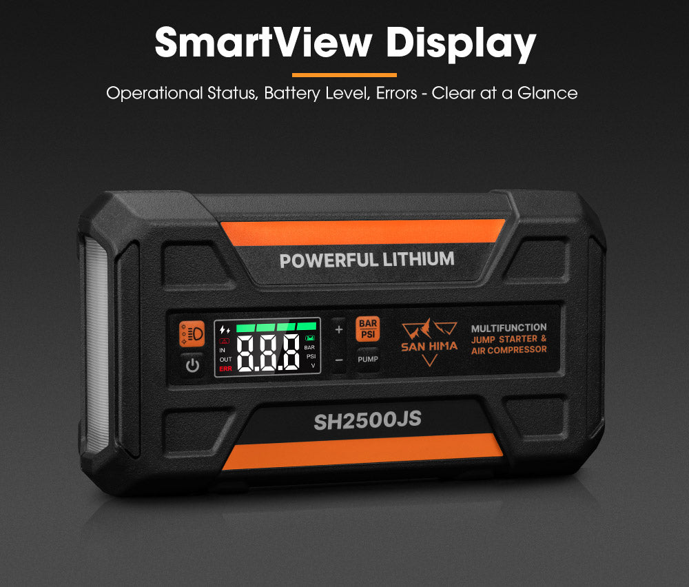 San Hima Jump Starter With Air Compressor 2500A Portable 12V Power