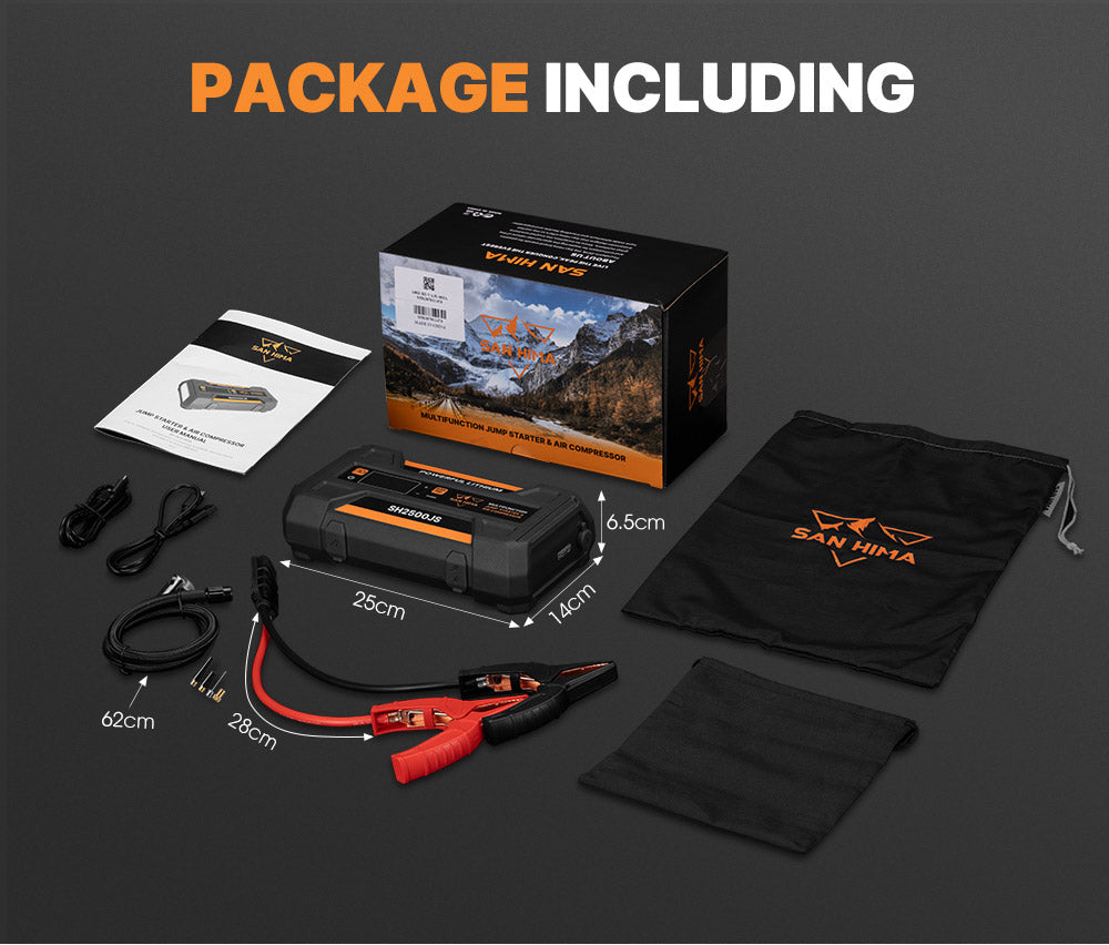San Hima Jump Starter With Air Compressor 2500A Portable 12V Power