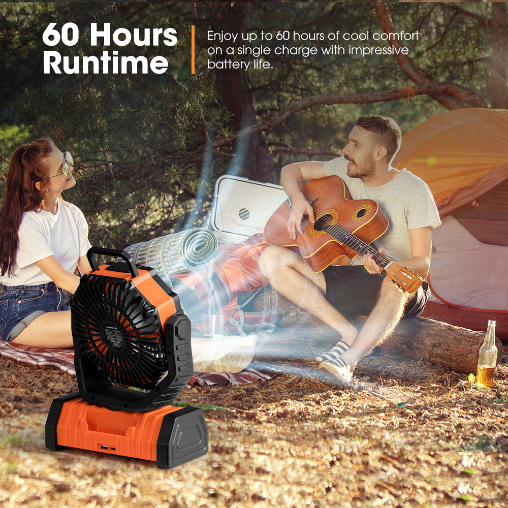San Hima 20000mAh Portable Camping Fan Rechargeable Tent Fan w/ LED Light