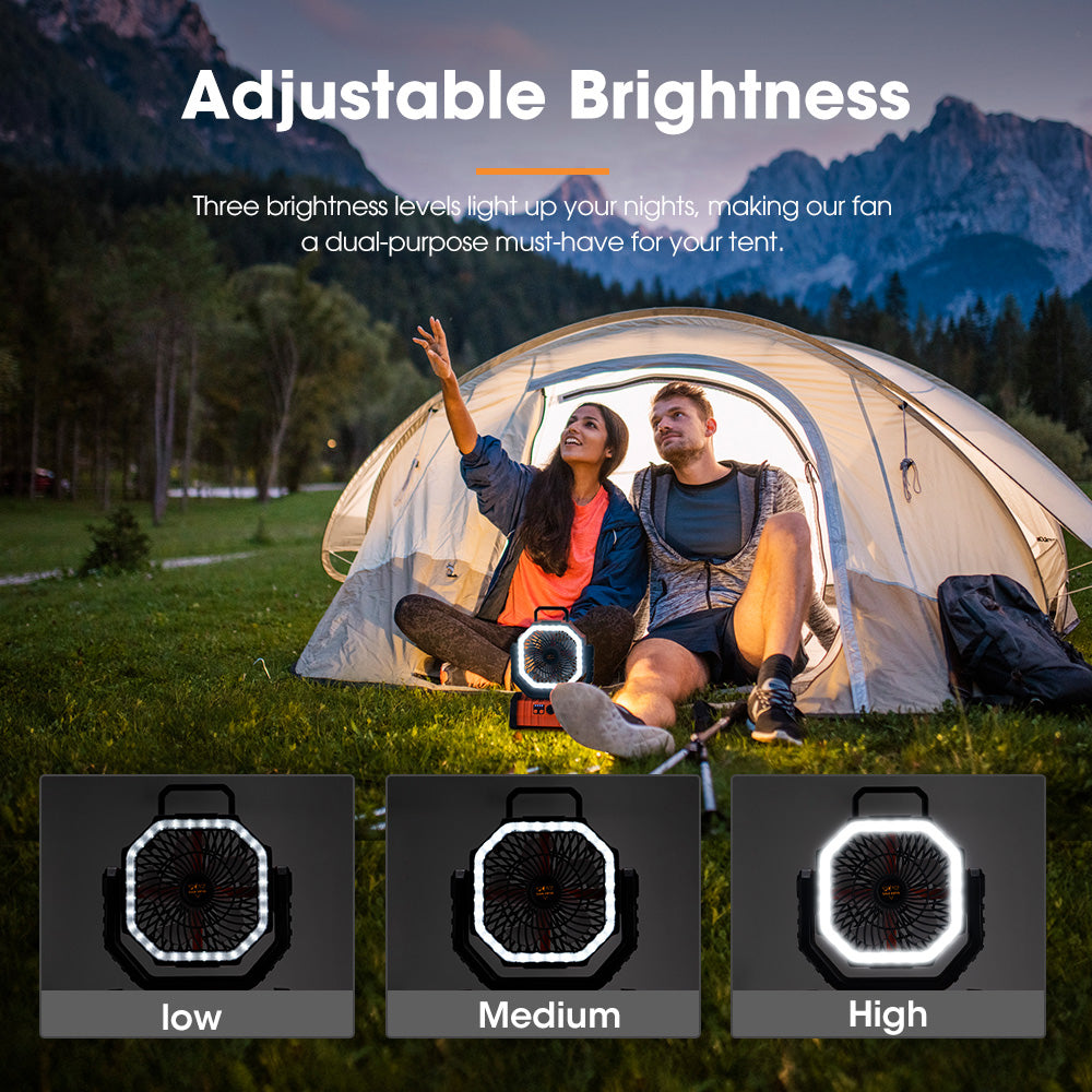 San Hima 20000mAh Portable Camping Fan Rechargeable Tent Fan w/ LED Light