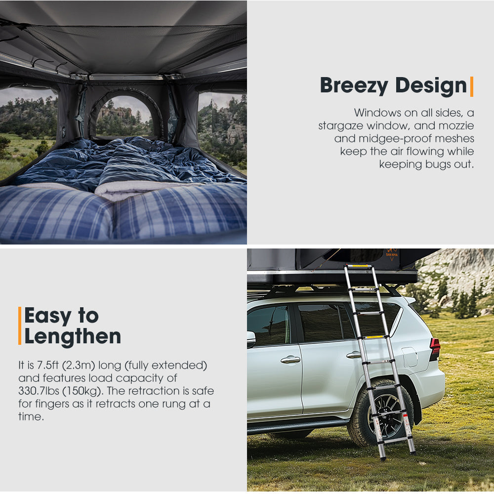 San Hima Jervis Loft Rooftop Tent Pop Up Hardshell with Ladder