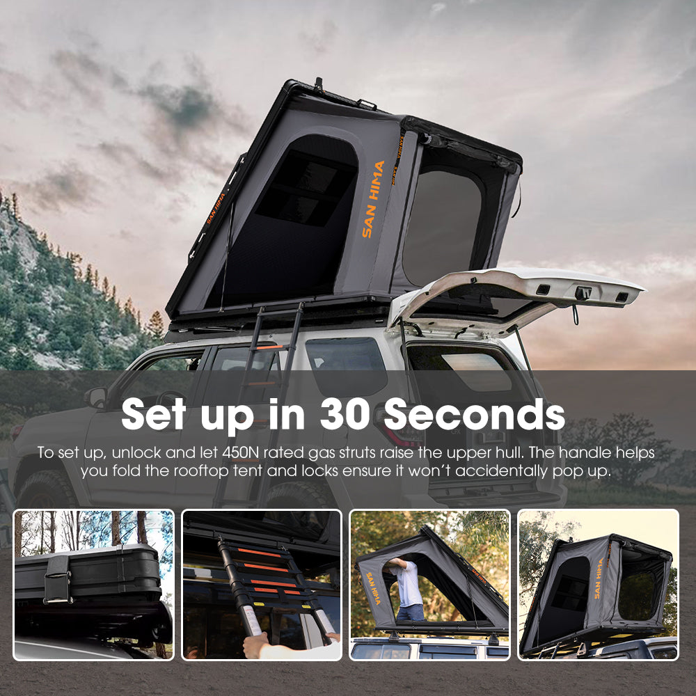 San Hima Hotham Aluminum Roof Top Tent Hardshell Camping 4WD 4x4