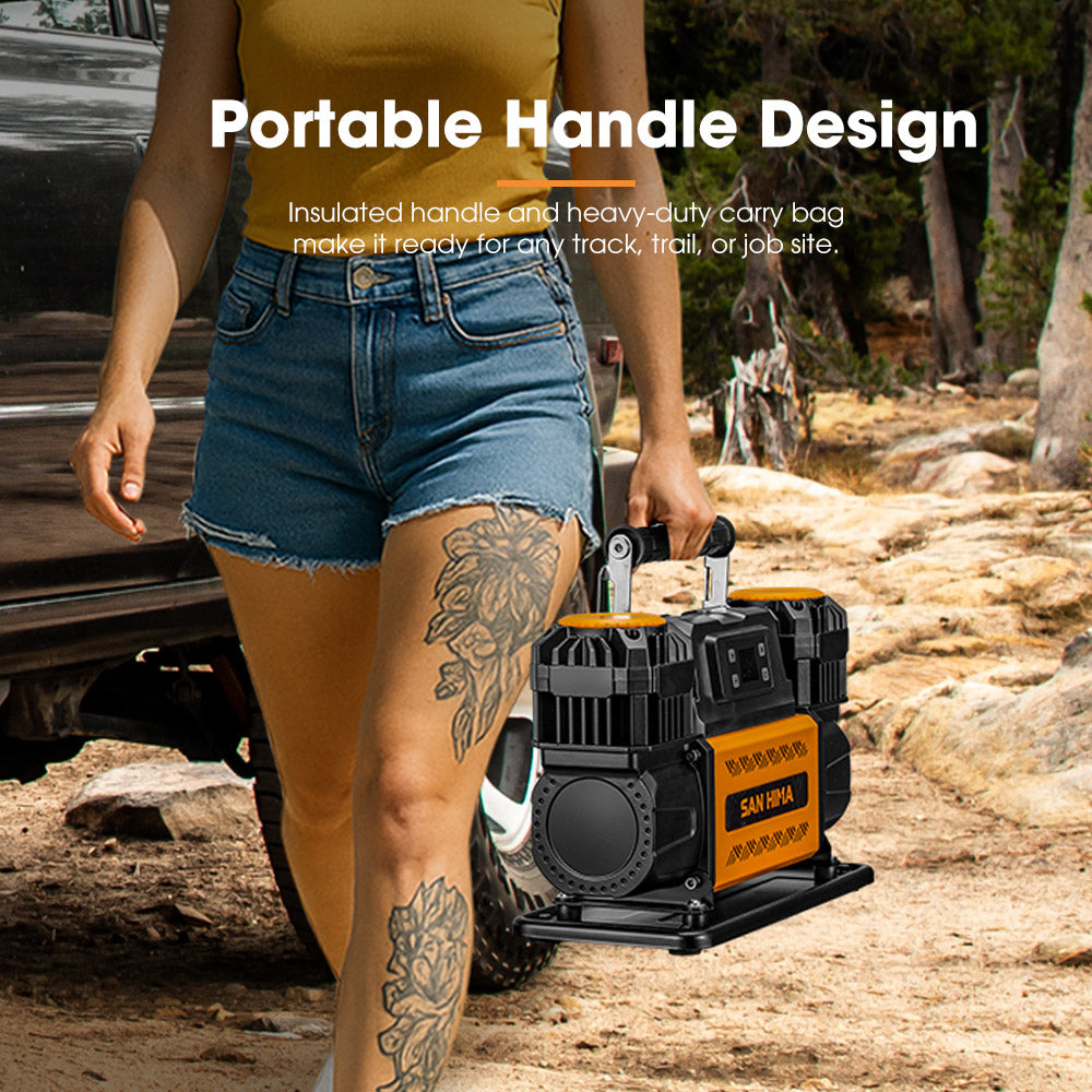 San Hima 12V Air Compressor Dual Cylinder 12.36CFM Portable Tire