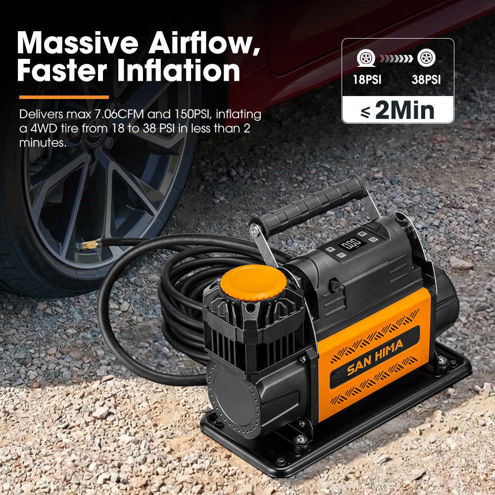 San Hima 12V Air Compressor 7.06CFM Portable Tire Inflator Preset