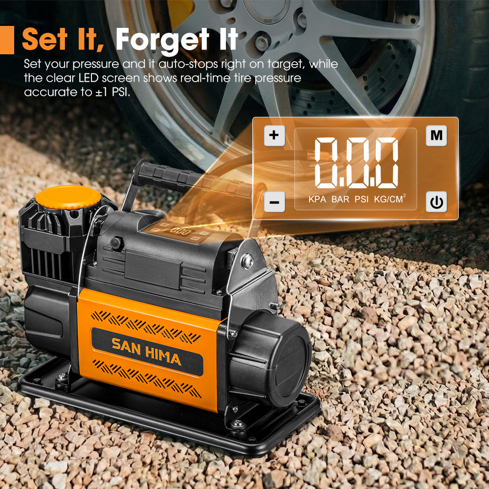 San Hima 12V Air Compressor 7.06CFM Portable Tire Inflator Preset