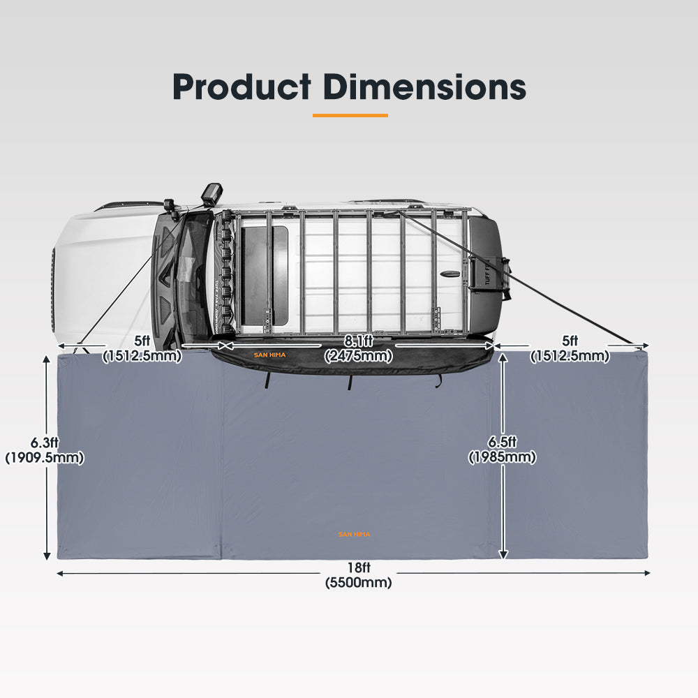 San Hima 180° Free-Standing Awning 118.4 sq.ft Built-In LED Light