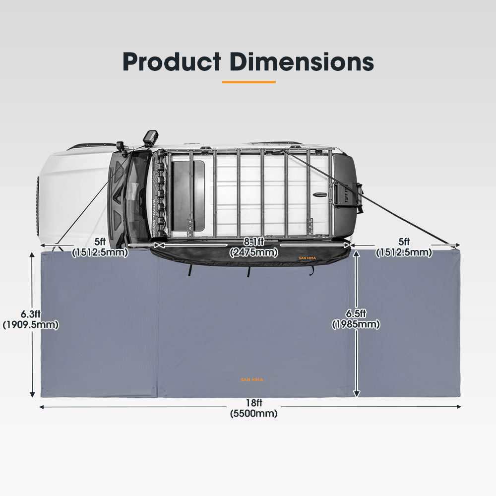 San Hima 180° Free-Standing Awning 118.4 sq.ft Built-In LED Light