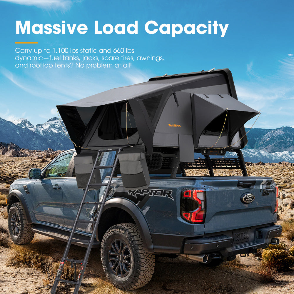 San Hima Adjustable Truck Bed Rack w/LED Lights for Full-Size Trucks