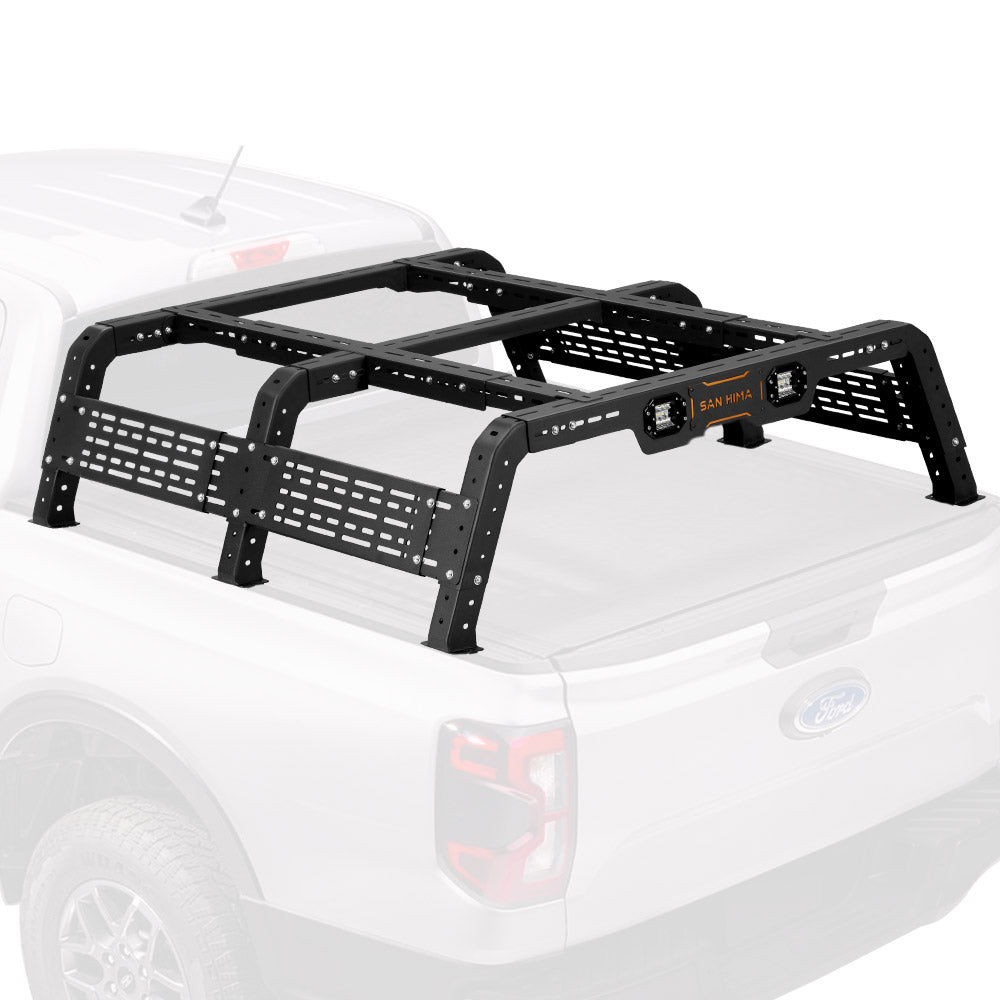 San Hima Adjustable Truck Bed Rack w/LED Lights for Full-Size Trucks