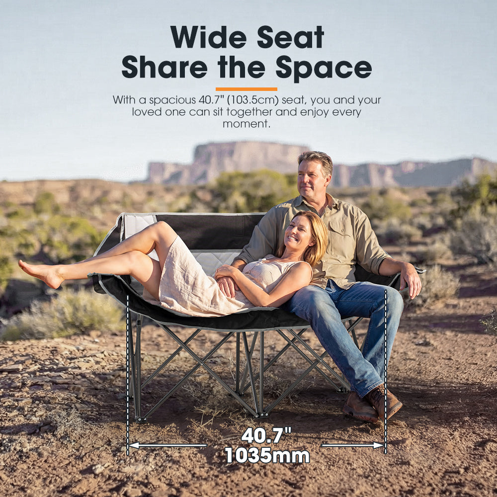 SAN HIMA Double Camping Chair for 2 Person 650 LBS Folding Loveseat