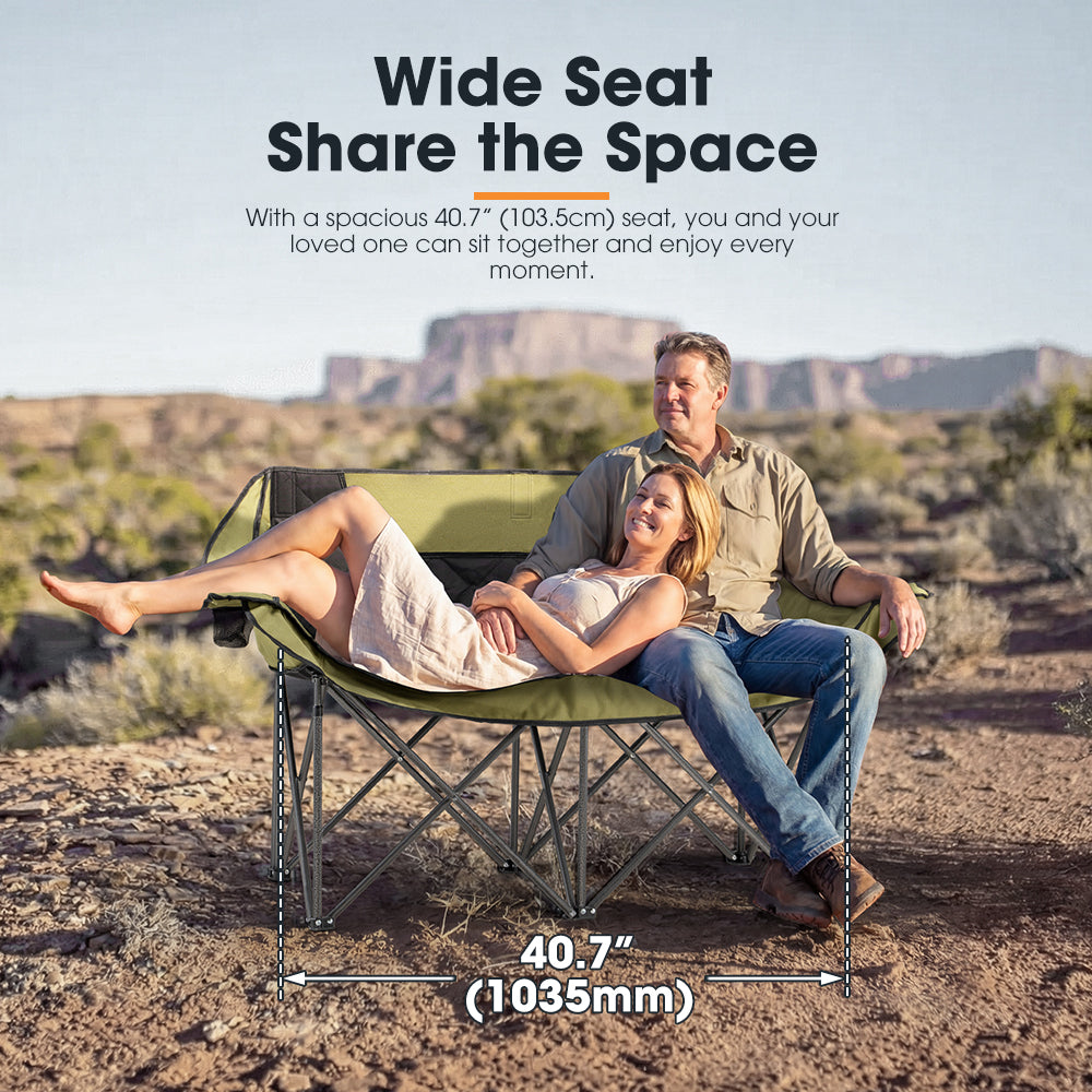 SAN HIMA Double Camping Chair for 2 Person 650 LBS Folding Loveseat
